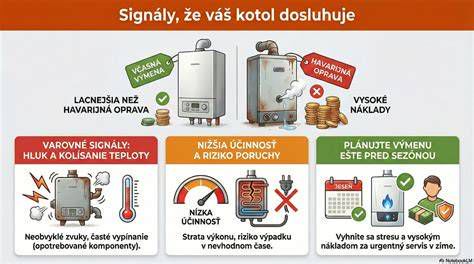 infografika s rozhodovacím stromom: oprava vs. výmena kotla