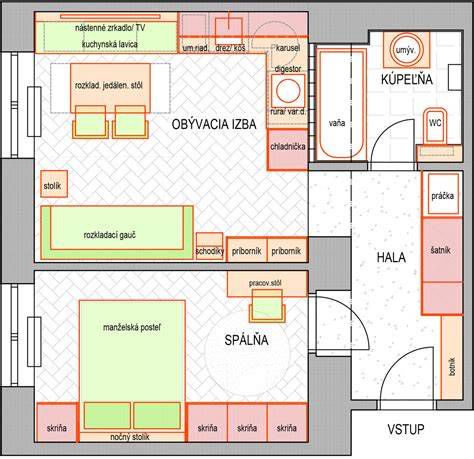 Pôdorys a vizualizácia moderného bytu po rekonštrukcii