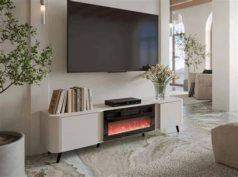 Návrhy obývačiek s elektrickým krbom a TV nad ním