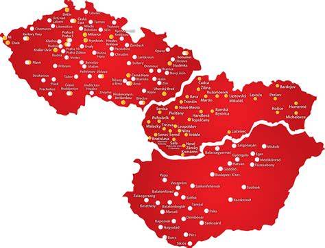 Mapa prevádzok Stavmat Stavebniny po akvizíciách v strednej Európe