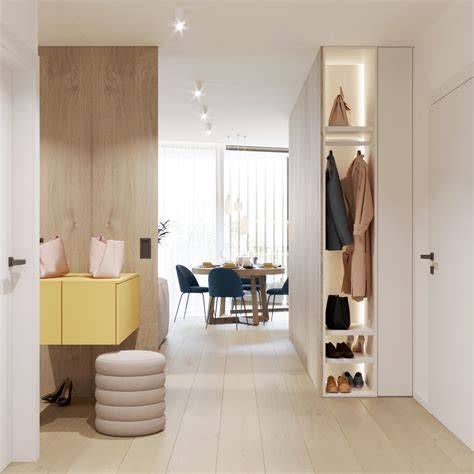 moderní design úzké chodby s chytrým úložným prostorem