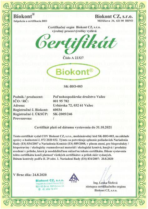 Certifikát ekologickej výroby a recyklácie KROP
