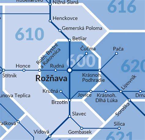 Mapa regionálnej dopravy v okolí Košíc