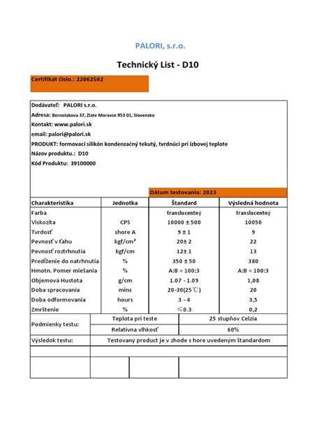 Technický list silikátovej omietky