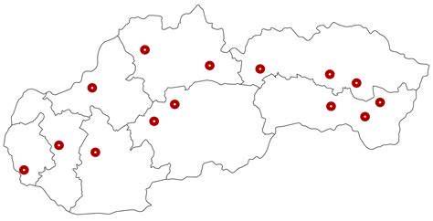 Mapa odberných miest na Slovensku