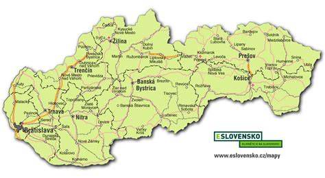 Mapa Slovenska s vyznačenými obcami Tomášovce a Levice