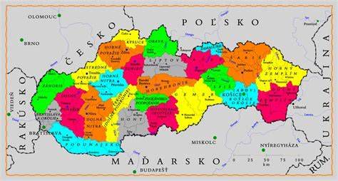 Mapa Slovenska s označením ústredia a krajských pobočiek Sociálnej poisťovne