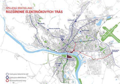 mapa modernizovanej električkovej trate