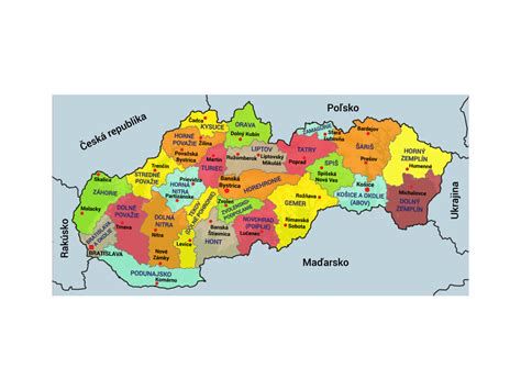 Ilustratívna mapa Slovenska s vyznačenými regiónmi, ktoré získali podporu na športovú infraštruktúru
