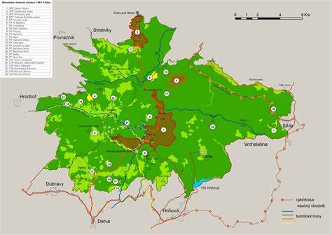 Mapa oblasti Poľana nad Detvou s vyznačenou cestou