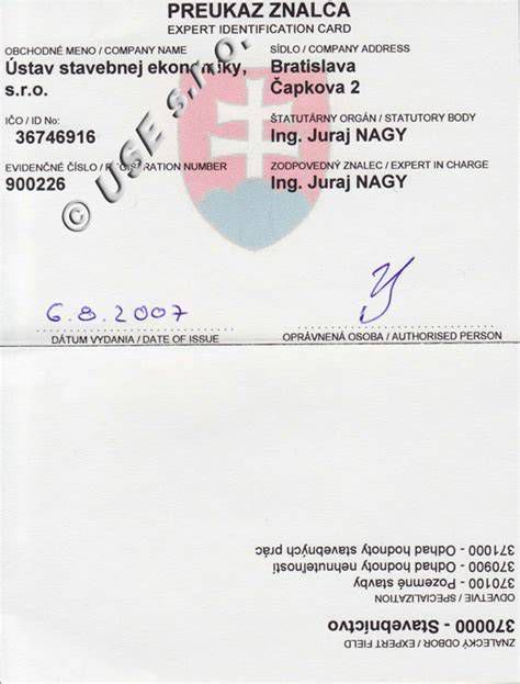 Certifikát a preukaz súdneho znalca