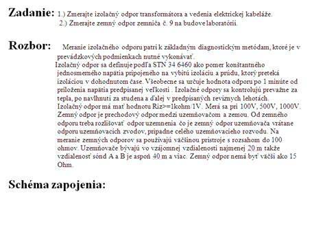 Porovnanie izolačného, prechodového a zemného odporu