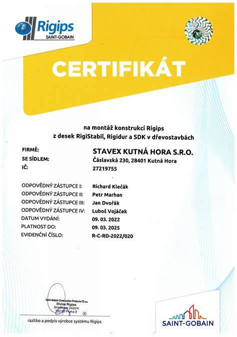 Certifikát požiarnej odolnosti pre Rigips šachtové steny