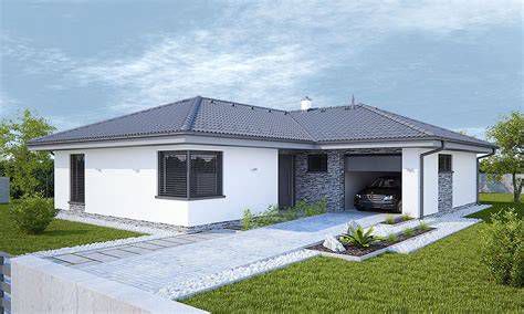 Architektonický vizualizácia bungalovu 48 s garážou