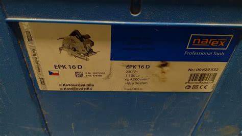 Technický nákres a komponenty kotúčovej píly NAREX EPK 16 D