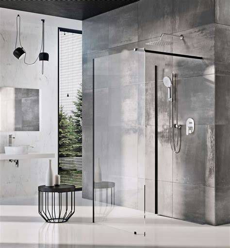 Schéma rozloženia walk-in sprchy s priečkou