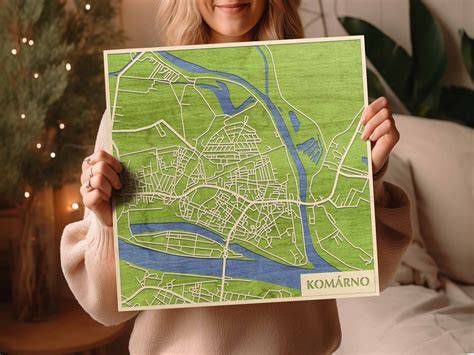 Mapa Komárna s vyznačením mosta a okolitých pozemkov