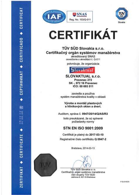 Certifikáty bezpečnosti PVC