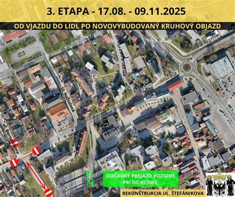 Mapa obchádzkových trás počas rekonštrukcie Levočskej ulice