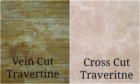 Porovnanie rezov travertínu - vein cut a cross cut