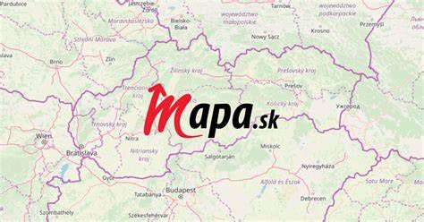 Mapa obce Výčapy-Opatovce a jej okolia s vyznačenou vzdialenosťou do Nitry