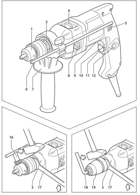 Schéma rozloženého elektrického náradia Narex