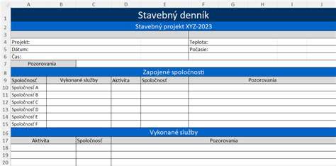 Príklad stavebného denníka