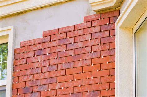 Detailné zobrazenie rohového tehlového obkladu okolo dverí