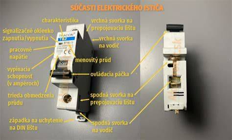 Schéma elektrického ističa a jeho častí