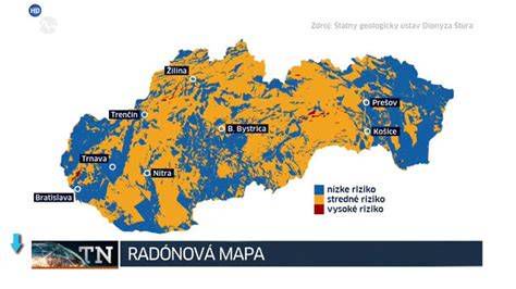 Orientačná prehľadná radónová mapa SR