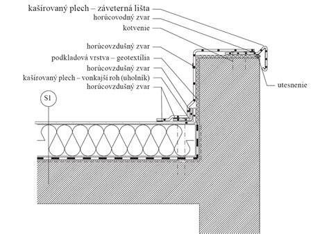Detail oplechovanej atiky na plochej streche