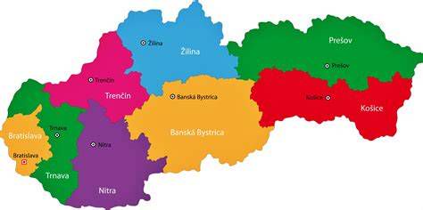 Mapa Slovenska s vyznačenými distribučnými bodmi