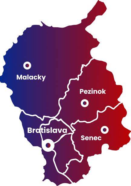 Mapa Senca s vyznačenými obchodnými a priemyselnými zónami