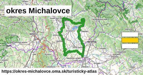 Mapa okresu Michalovce s vyznačenými obcami